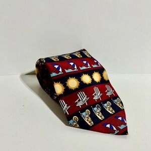 Vicky Davis Silk Necktie Summer Time Drink Sun Chair Umbrella Men Tie Father Dad